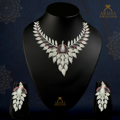 Elegance American Diamond 3d Peacock Design Set